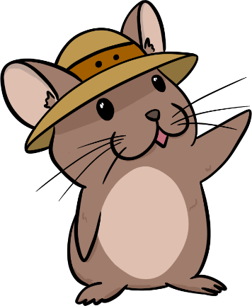 A pika in an explorer hat, waving